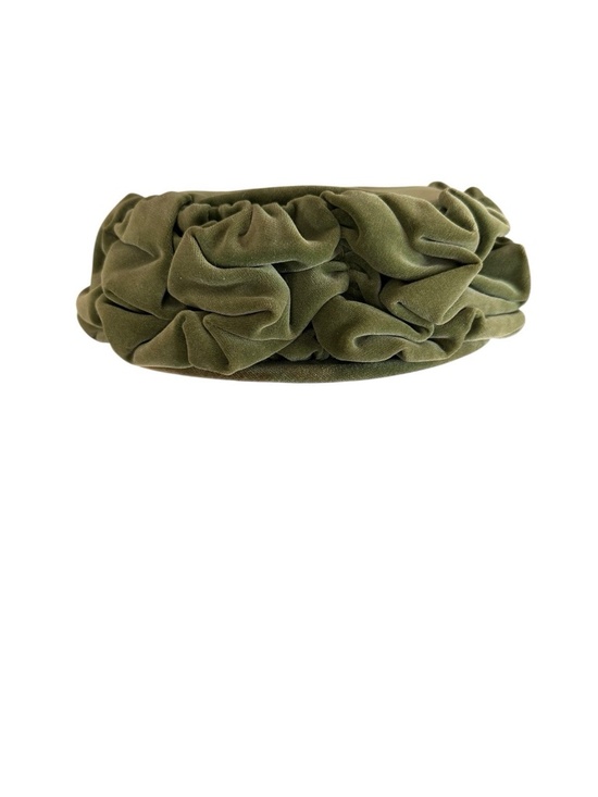 Vintage Jacobson\'s Olive Green Velvet Ruffled Cloche/Pillbox Hat main image 5